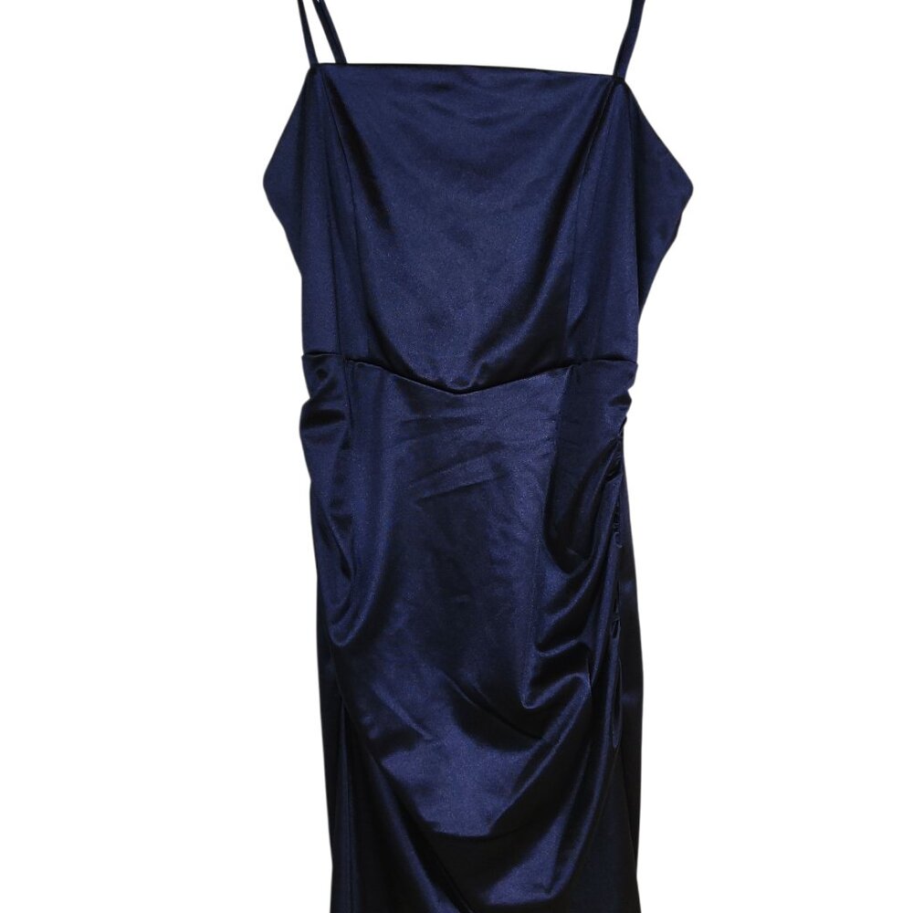 Blue satin mini dress